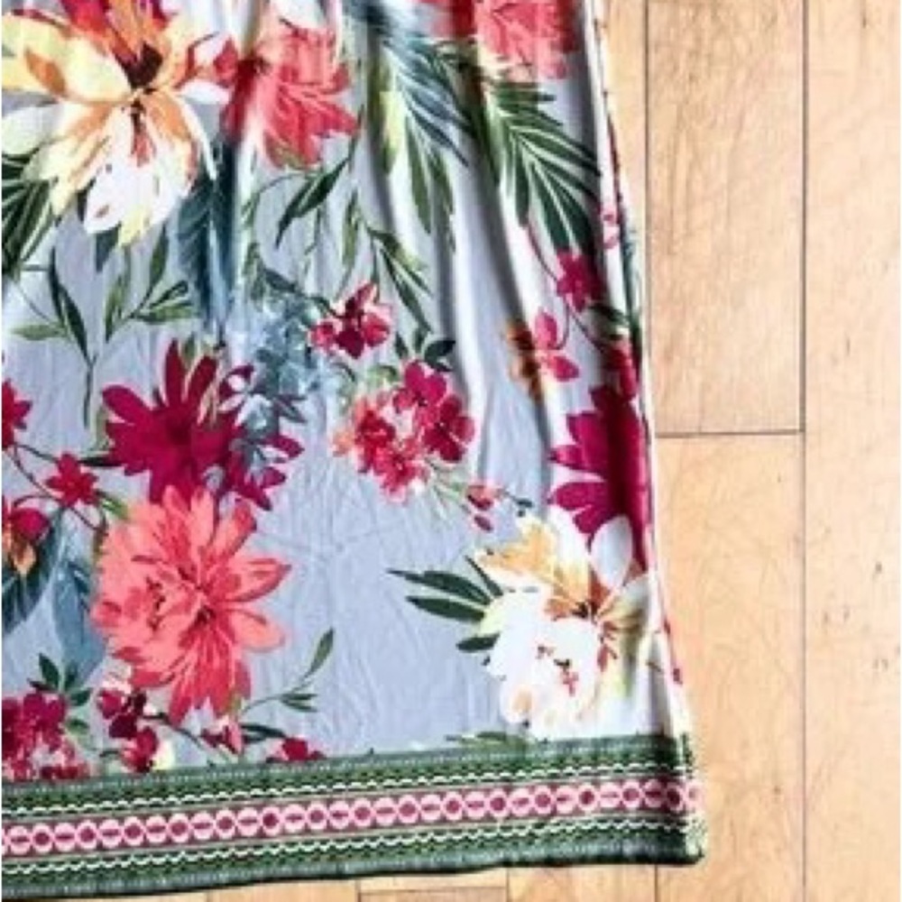 Girls Floral Short Sleeve Dress - Pink & Green Floral - Picture 3 of 6